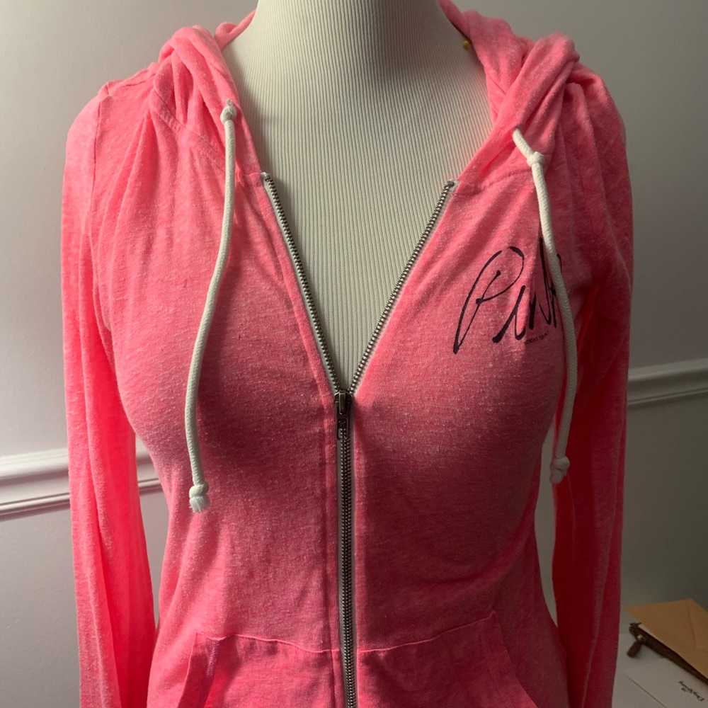 Victoria's Secret Bright Pink Zip-Up Hoodie